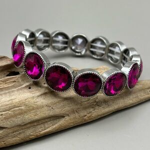 Elegant Silver and Pink Gemstone Bracelet